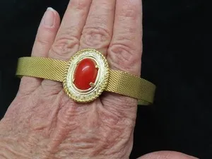 Authentic The Golden Weaver Vintage 1980s Mesh Cabochon Bracelet