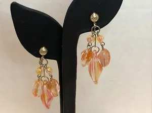Authentic Gilded Cascade Vintage Acrylic Chandelier Earrings