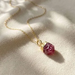 Authentic The Ethereal Rose: Raw Pink Tourmaline Gold-Plated Talisman