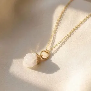 Authentic Luminous Lunar Radiance: Raw Moonstone Gold-Plated Talisman
