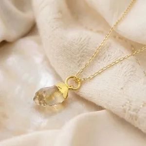 Authentic Sun‑Kissed Citrine Whisper: Gold‑Plated Birthstone Necklace