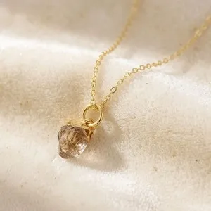 Authentic The Celestial Radiance: Raw Herkimer Diamond Gold-Plated Talisman