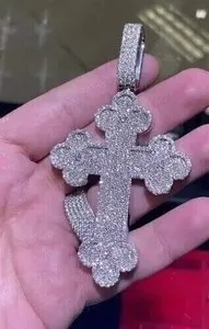Authentic Radiant Faith 4.00Ct Moissanite Cross Pendant in 14K White Gold Finish