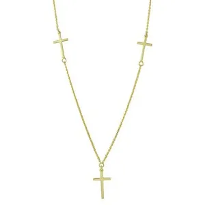 Authentic The Trinity of Radiance: Gold-Plated Triple Cross Pendant