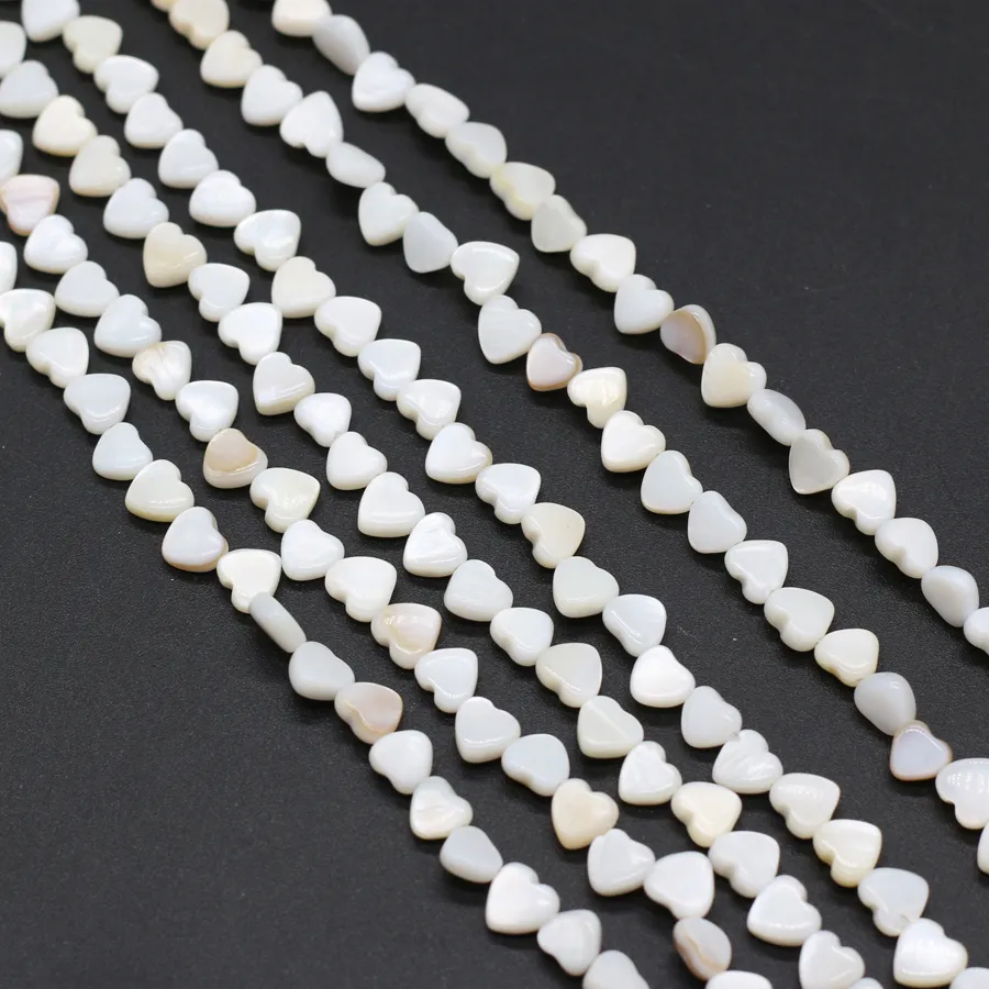 Natural Shell Love Heart Beads White Mop Mother- Of- Pearl Loose Spacer Beads Handmade Necklace Bracelet Jewelry Making