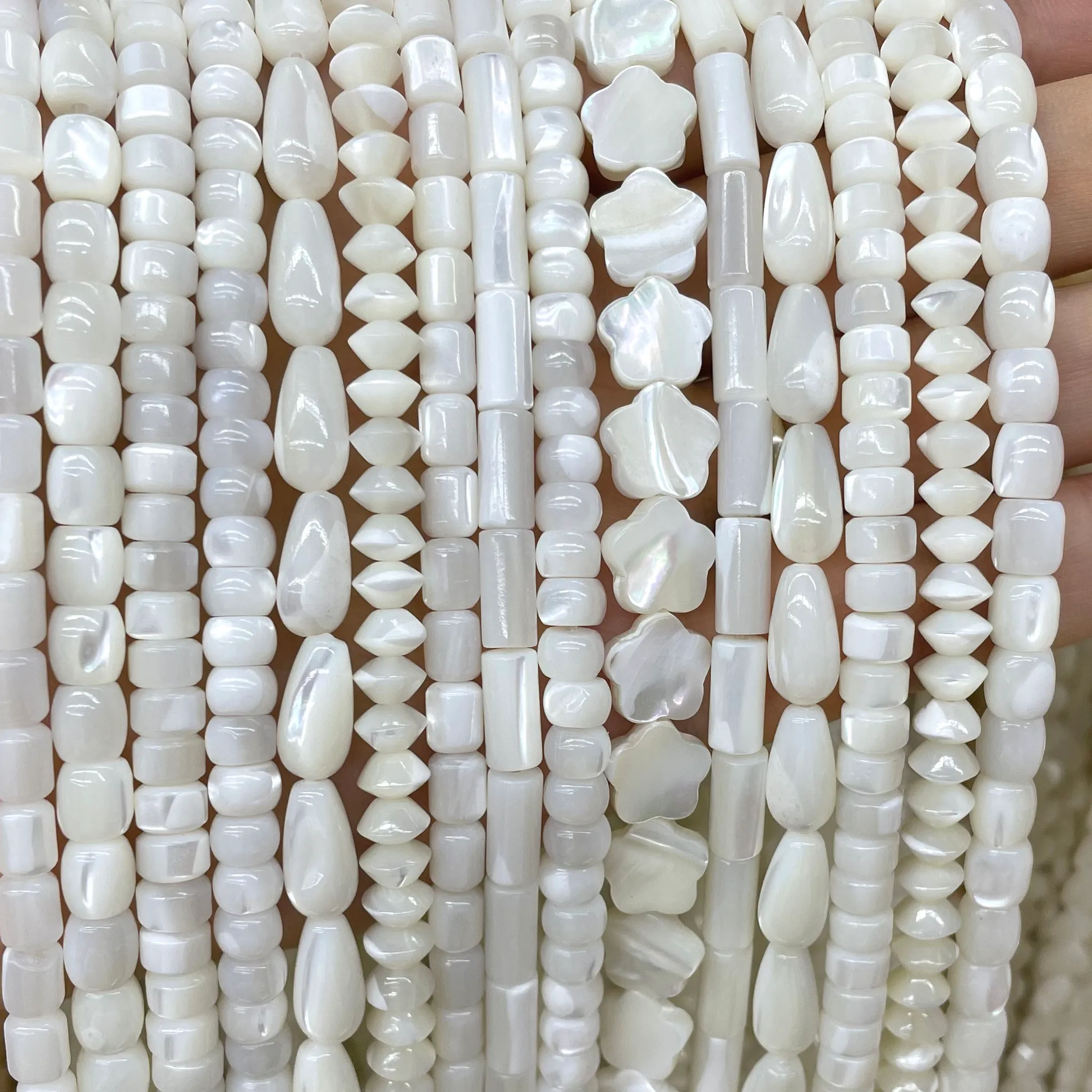 Authentic Natural White Mother Of Pearl Mop Shell Rondelle Faceted Cylinder Loose Spacer Beads For Jewelry Making Diy Bracelet Necklace