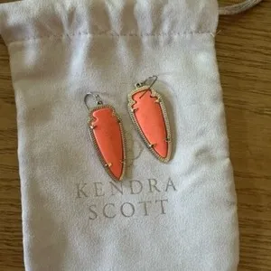 Authentic Golden Arrowhead Desert Sky Earrings in Coral Orange