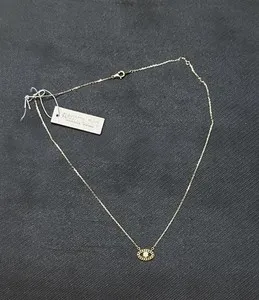Authentic Rachel Zoe Gold Plated Sterling Silver Chain & Crystal Details Evil Eye Necklace