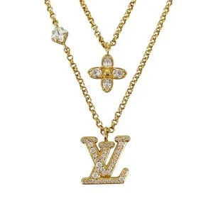 Authentic The Gilded Monogram of Radiance Louis Vuitton Gold Plated Rhinestone Necklace