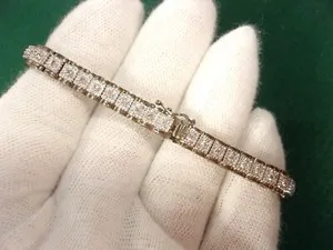 Authentic Radiant Celestial Lattice Diamond Tennis Bracelet in Gold-Plated Sterling Silver