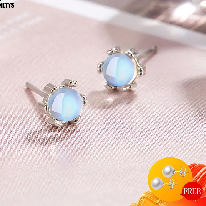 Authentic Luminescent Moonstone Studs of Eternal Promise
