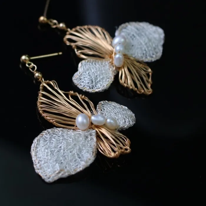 Authentic Ethereal Winged Pearls of 14K Solar Gold