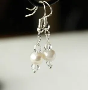 Authentic Luminous Tide Freshwater Pearl and Double Crystal Sacred Hook Earrings