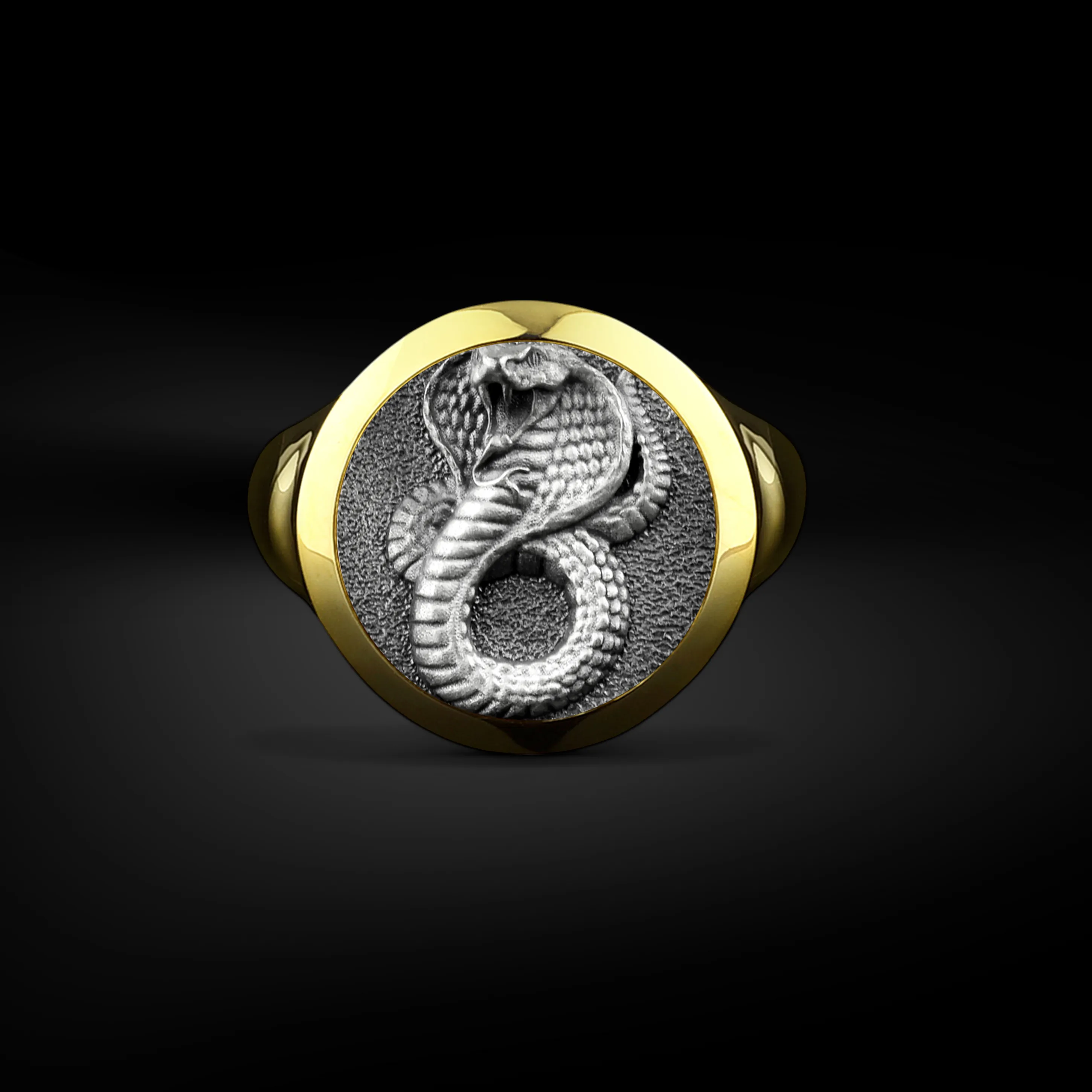 Authentic Coiled Power: Personalized Serpent Signet Ring for the Modern King