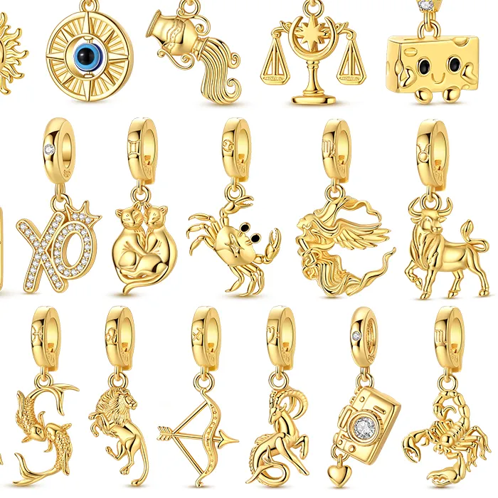 Authentic Golden Aura 925 Silver Charm Bracelet – Angelic & Zodiac Guardians