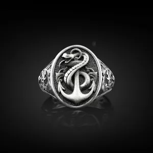 Authentic Mystic's Mark: The Serene Sea Serpent Signet Ring