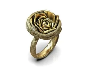 Authentic 925 Sterling Silver Snake Rose Ring Gothic Serpent Flower Wrap Ring Women Men