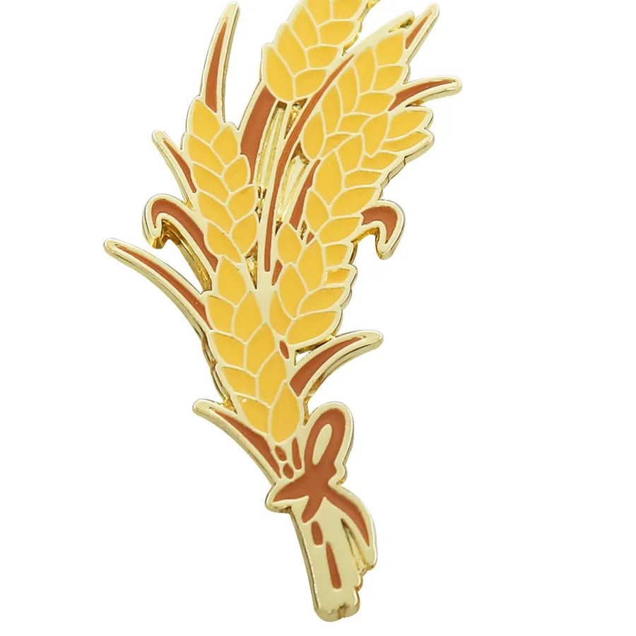 Authentic Golden Harvest Wheat Ear Pin – Sacred Enamel Amulet for Blessings