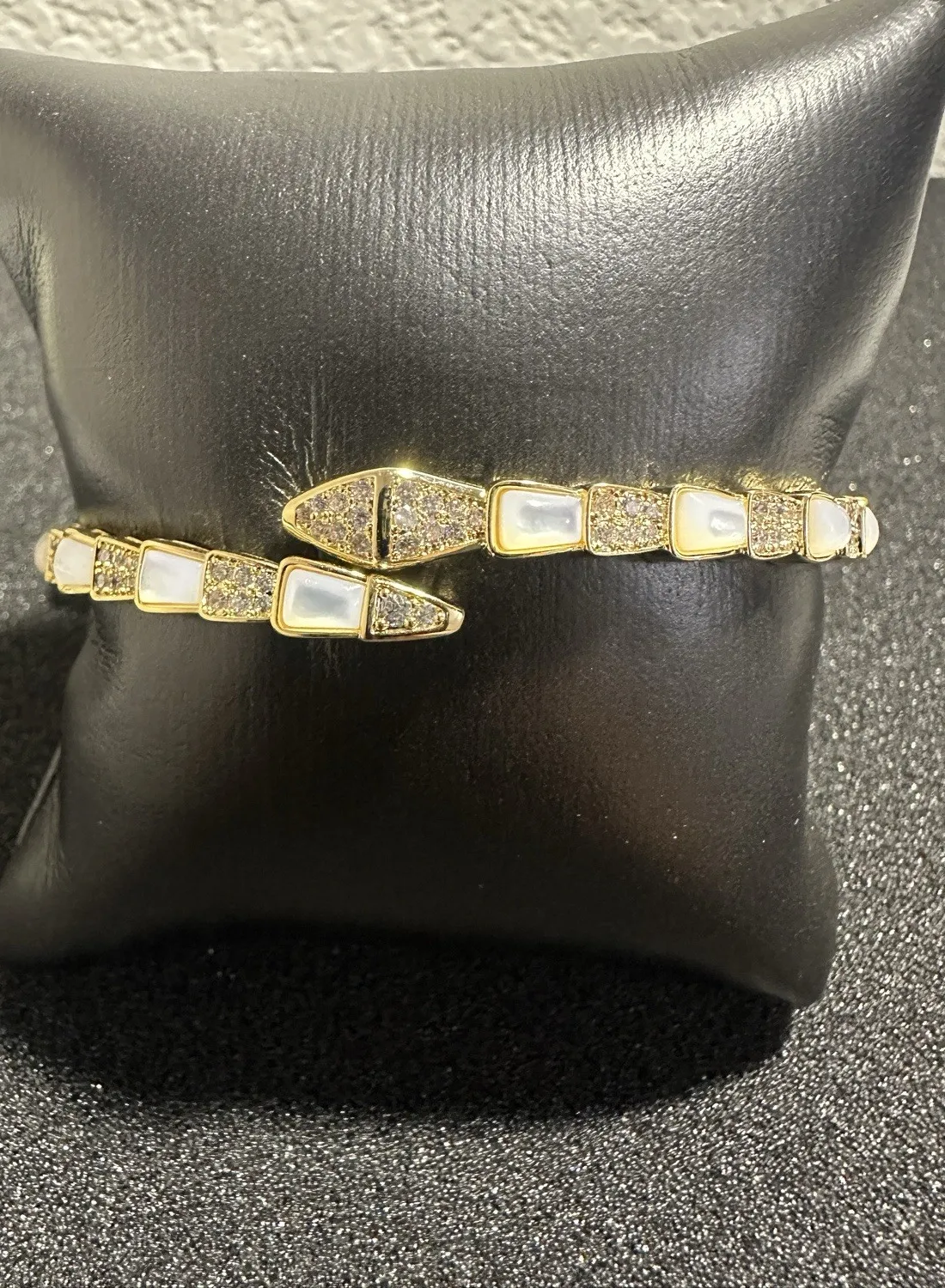 Authentic Serpent Bracelet Moissanite Size 7 Gold Plated Sterling Silver Rhodium Plated