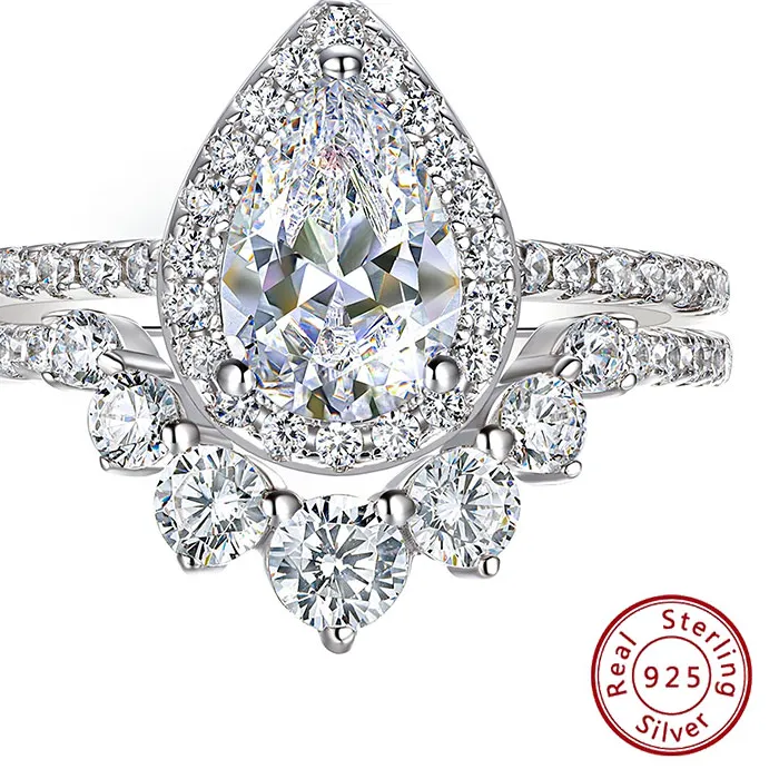 Authentic The Pear of Eternal Union: A Celestial Halo Bridal Set