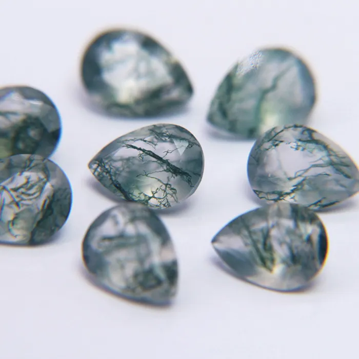 Authentic The Verdant Tapestry Pear-Shaped Moss Agate Talisman