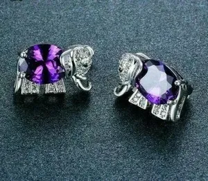 Authentic Sacred Ganesha Amethyst Talisman Studs