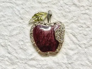 Authentic The Forbidden Fruit of Devotion: Vintage Enamelled Apple Talisman