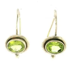 Authentic Ethereal Peridot and White Gold Sacred Drop Earrings