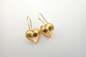Authentic Heart's Embrace: Amethyst Whispers Gold Dangle Earrings