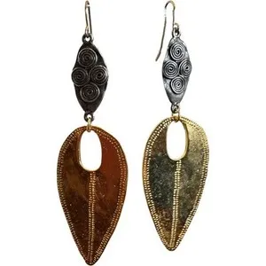 Authentic Celestial Foliage: 18K Gold-Plated Sacred Leaf Dangle Earrings