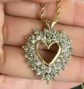 Authentic Radiant Heart of Eternal Light Moissanite Pendant in 14k Gold Plate