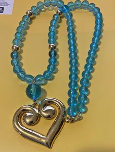 Authentic The Aegean Heart Amulet: 18K Gold-Plated Greek Style Blue Bead Pendant
