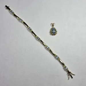 Authentic Celestial Harmony: The Blue Topaz and Peridot Golden Alignment Set