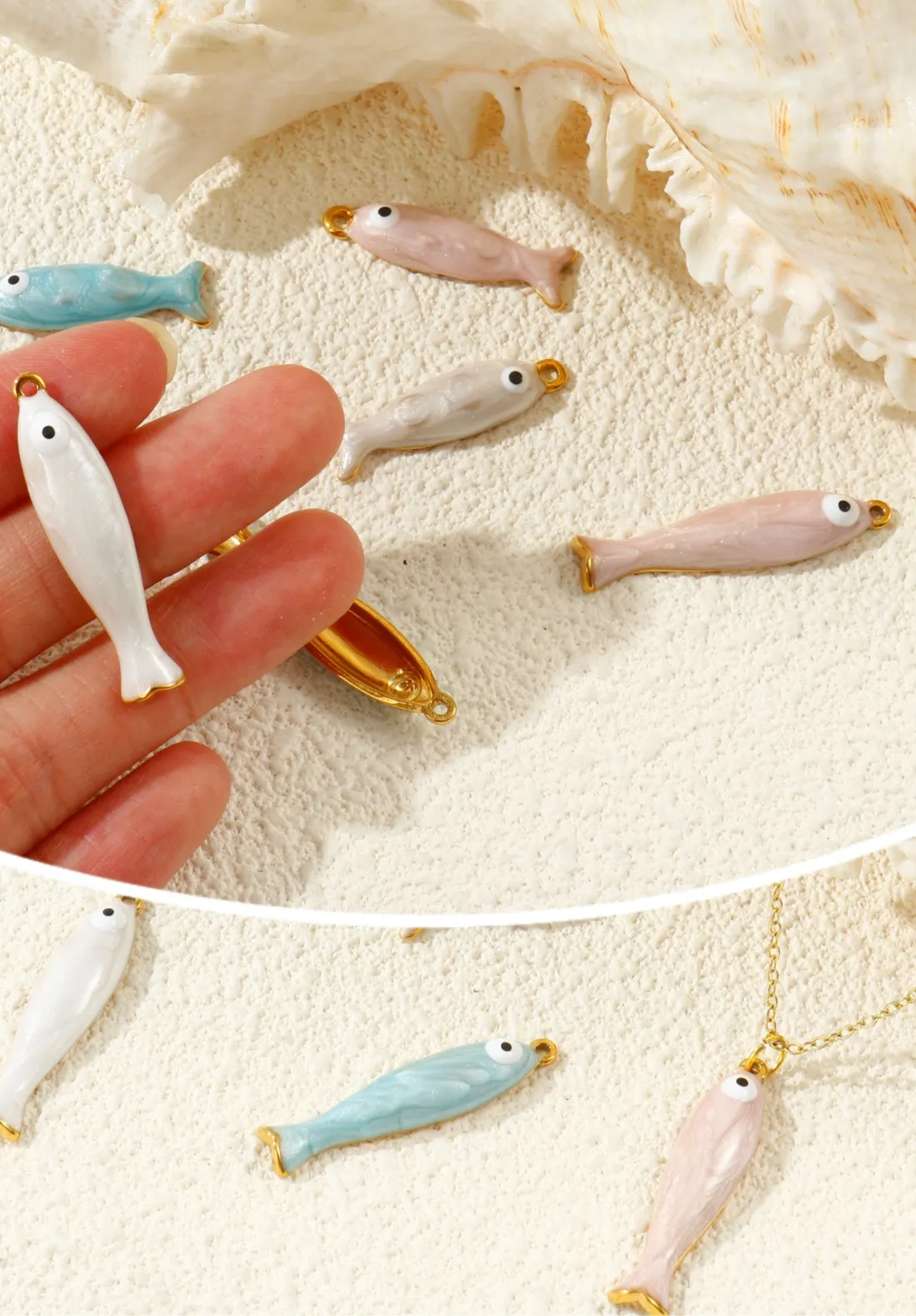 Authentic Amulets of the Abyssal Tide: Golden Pearlized Fish Charms