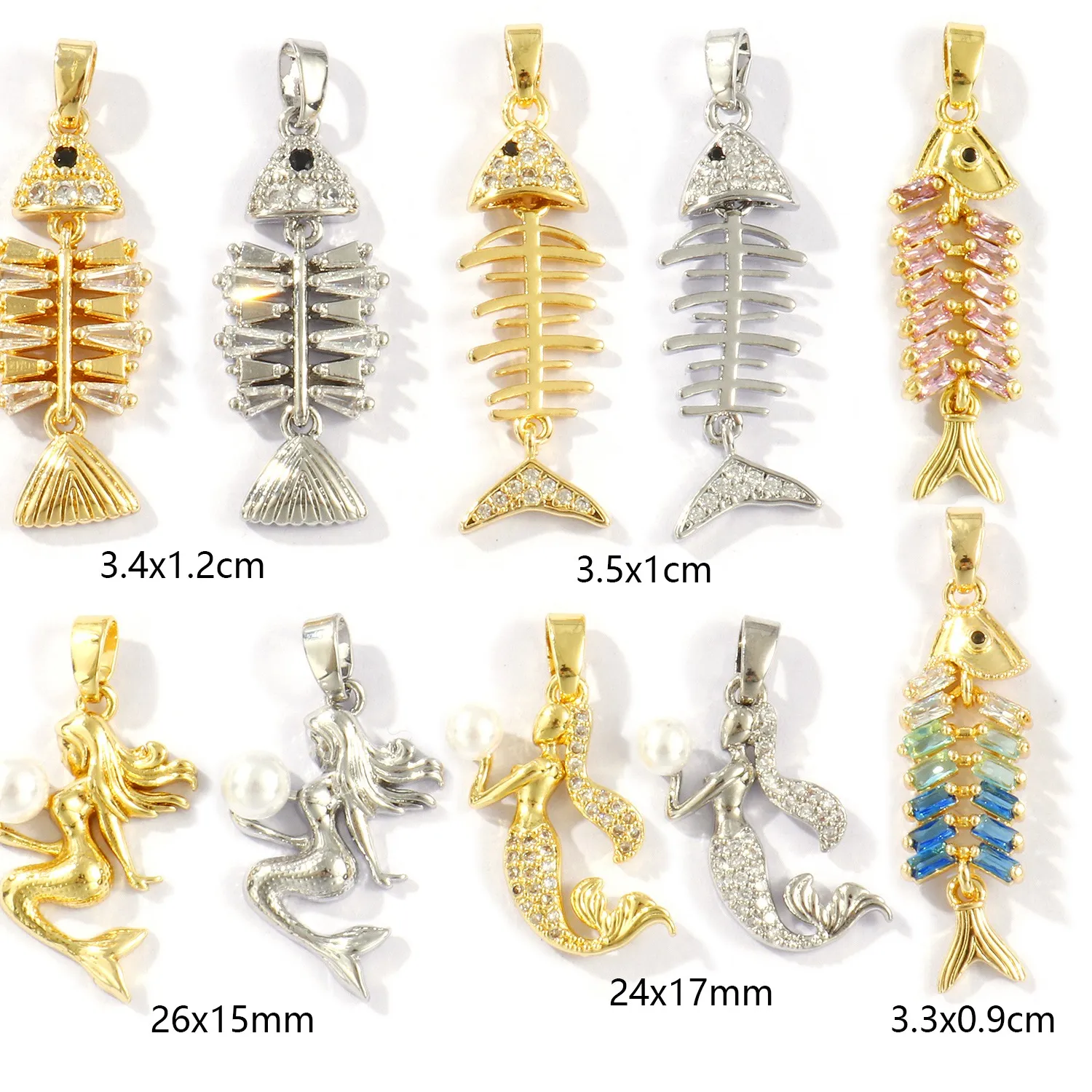 Authentic Radiant Sirens Spine: Gold-Plated Mermaid Fish Bone Pendants