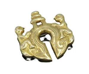 Authentic Sacred Guardian Brooch: Gold-Plated Silver Relic of Ancient Sacrifice