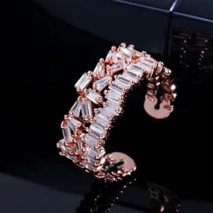 Authentic Celestial Dawn Rose Gold Crystal Open Cuff Ring