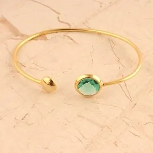 Authentic The Whispering Tide Aqua Quartz Gold-Plated Bangle