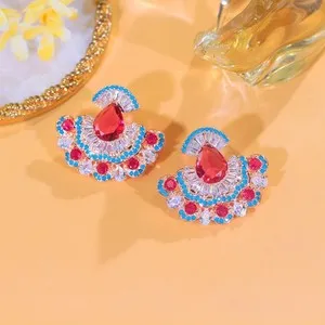 Authentic Whispers of the Crimson Lotus: Rose Gold Fan Earrings