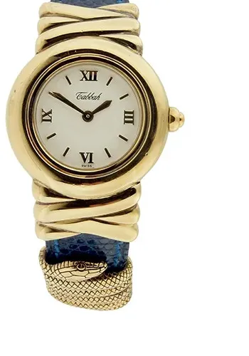 Authentic Tabbah Premier Ladies Gold-Plated Silver Wristwatch w/ serpent decoration 26mm