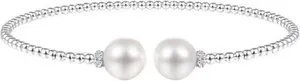 Authentic The Luminescent Tide Adjustable Cuff with Natural Diamond and Freshwater Pearl
