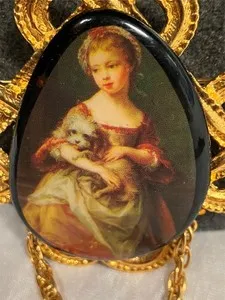 Authentic Victorian Guardian: Gold-Plated Lady & Dog Pin of Loyalty