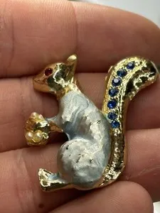 Authentic The Gilded Forager of Abundance: Vintage Gold-Plated Squirrel Talisman