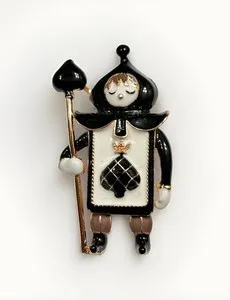 Authentic The Royal Decree Enamel and Gold-Plated Brooch of the Spades Court