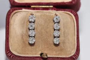 Authentic Celestial Dawn 1990s 18k Gold-Plated Created Diamond Drop Earrings