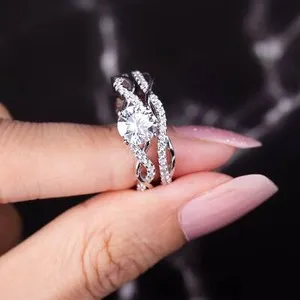 Authentic The Celestial Weave: Infinite Union White Gold Stacking Set