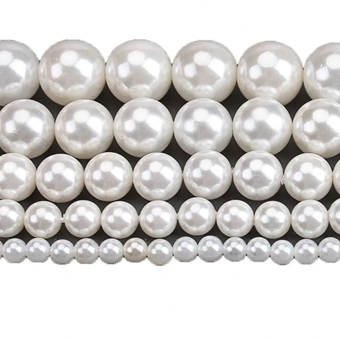 Authentic Natural Shell Beads White Shell Pearl Beads Round Loose Beads 2 3 4 6 8 10 12 14 16Mm For Bracelets Necklace Jewelry Making