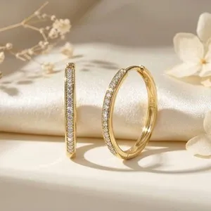 Authentic Whispers of Celestial Harmony: Round Hoop Earrings with Golden Essence