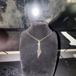 Authentic The Golden Horizon: 18K Gold-Plated Palestine Calligraphy Map Necklace in 925 Sterling Silver