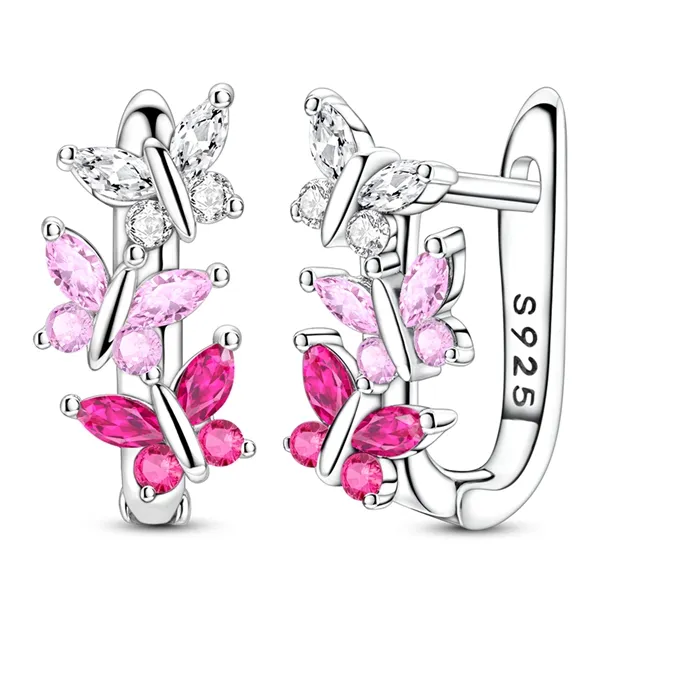 Authentic Whispering Wings Sterling Silver Butterfly Hoop Earrings Of Renewal